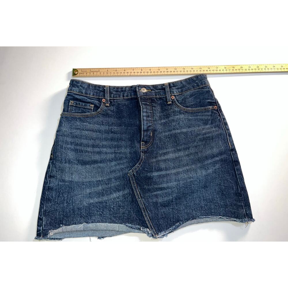 Old navy women’s high rise secret smooth pockets button zipper jeans skirt - Picture 4 of 8
